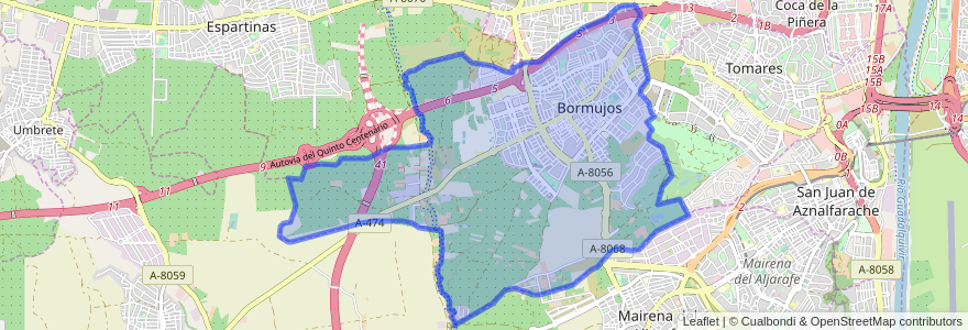 Mapa de ubicacion de Bormujos.