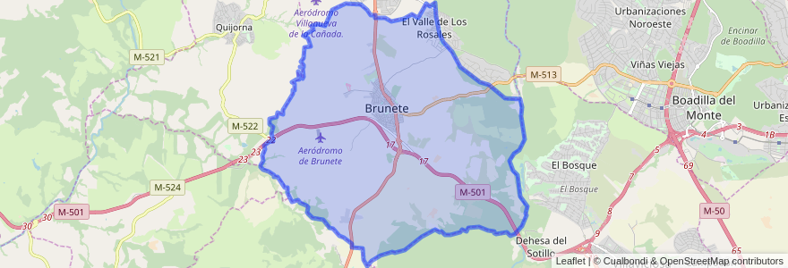 Mapa de ubicacion de Brunete.