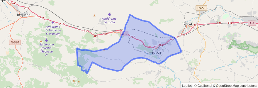 Mapa de ubicacion de Buñol.