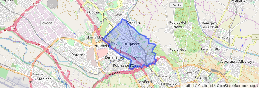 Mapa de ubicacion de Burjassot.