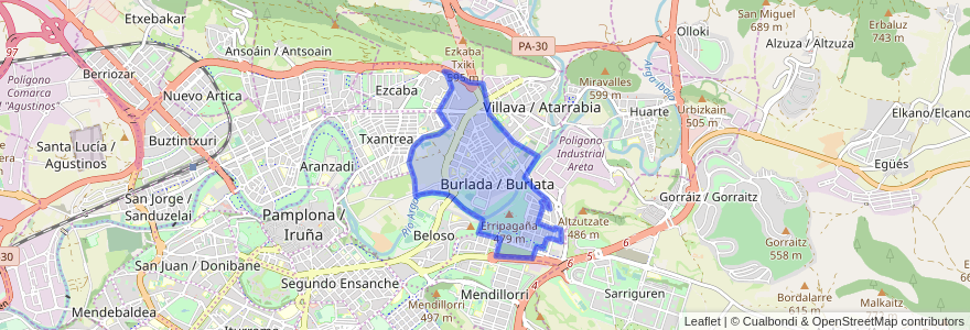 Mapa de ubicacion de Burlada/Burlata.