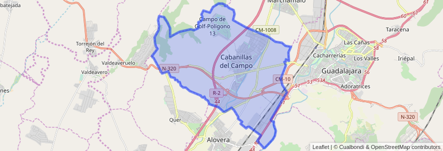 Mapa de ubicacion de Cabanillas del Campo.