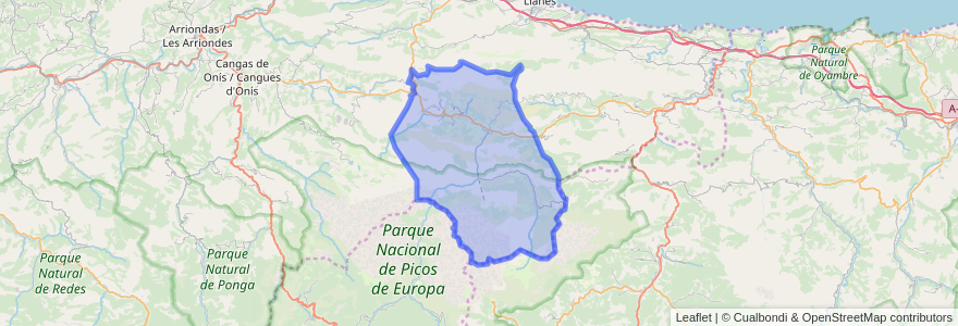 Mapa de ubicacion de Cabrales.