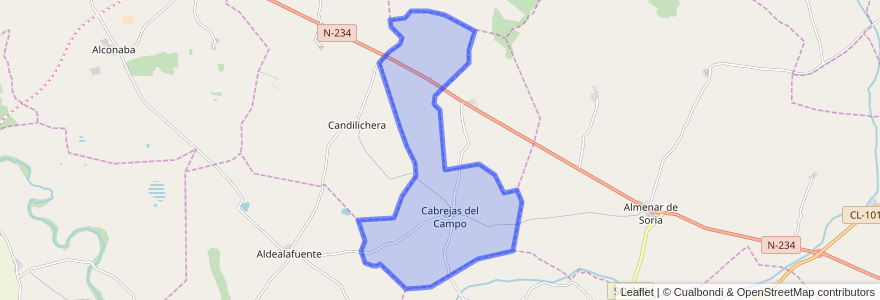 Mapa de ubicacion de Cabrejas del Campo.