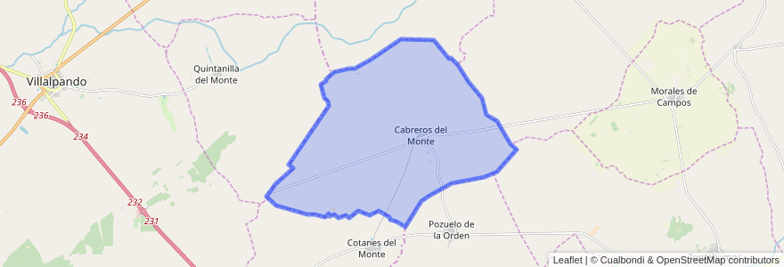 Mapa de ubicacion de Cabreros del Monte.