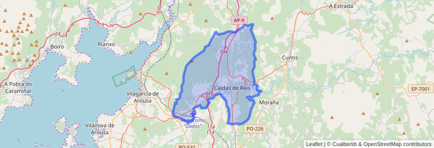 Mapa de ubicacion de Caldas de Reis.