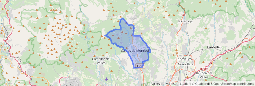 Mapa de ubicacion de Caldes de Montbui.