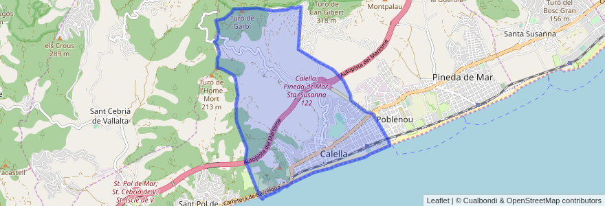 Mapa de ubicacion de Calella.