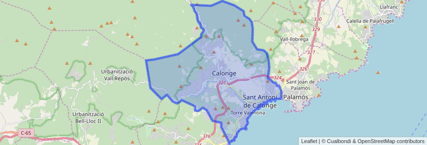 Mapa de ubicacion de Calonge i Sant Antoni.