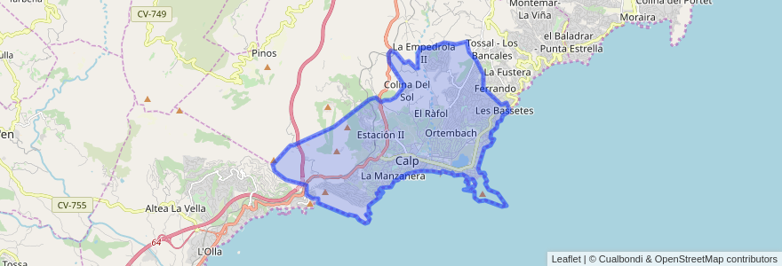 Mapa de ubicacion de Calp.