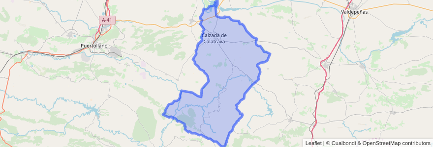 Mapa de ubicacion de Calzada de Calatrava.