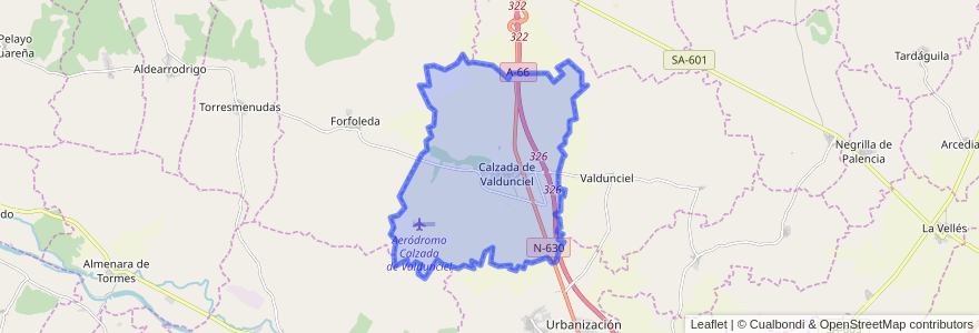 Mapa de ubicacion de Calzada de Valdunciel.