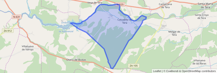 Mapa de ubicacion de Calzadilla de Tera.