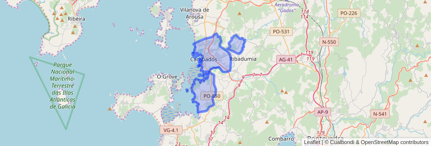 Mapa de ubicacion de Cambados.