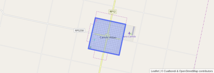 Mapa de ubicacion de Camilo Aldao.