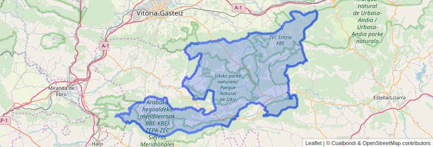 Mapa de ubicacion de Montaña Alavesa/Arabako Mendialdea.