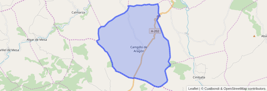 Mapa de ubicacion de Campillo de Aragón.