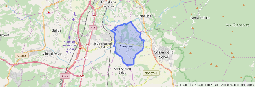 Mapa de ubicacion de Campllong.