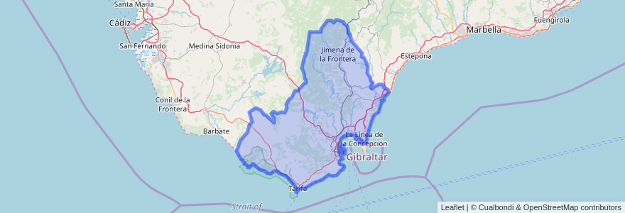 Mapa de ubicacion de Campo de Gibraltar.