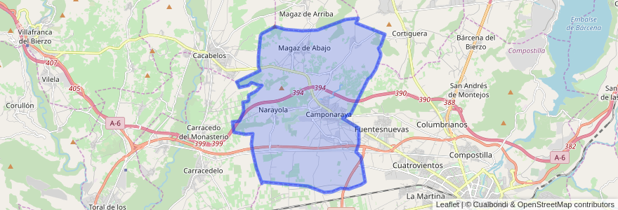 Mapa de ubicacion de Camponaraya.