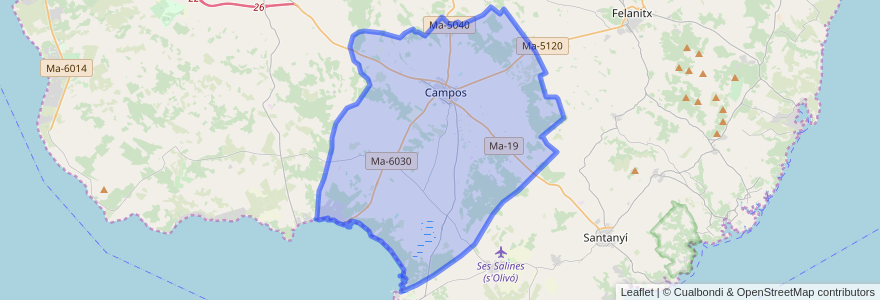 Mapa de ubicacion de Campos.