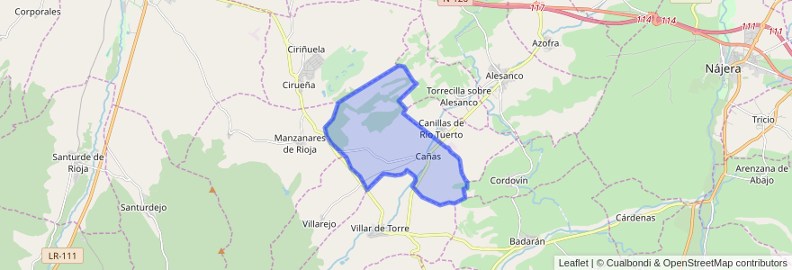 Mapa de ubicacion de Cañas.