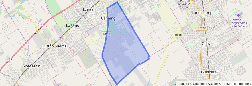 Mapa de ubicacion de Canning.