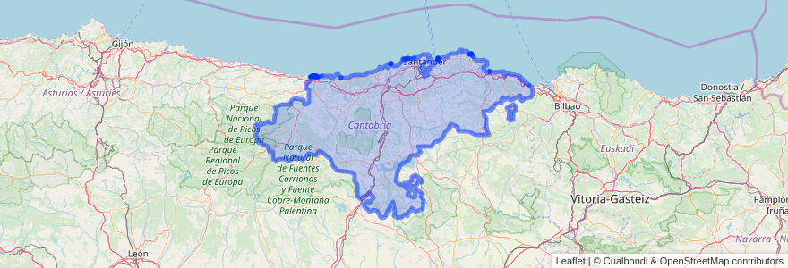 Mapa de ubicacion de Cantabria.