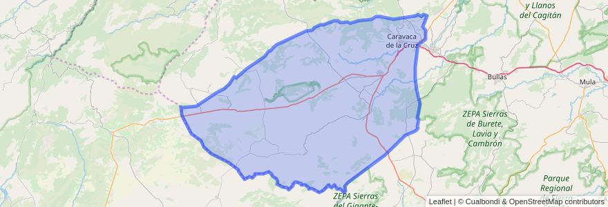 Mapa de ubicacion de Caravaca de la Cruz.