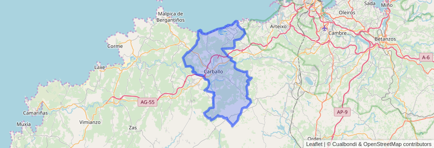 Mapa de ubicacion de Carballo.