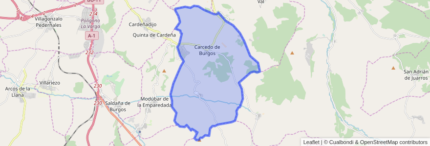 Mapa de ubicacion de Carcedo de Burgos.