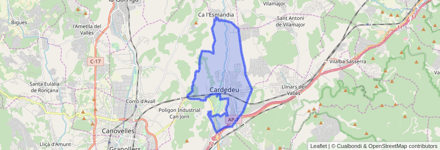 Mapa de ubicacion de Cardedeu.