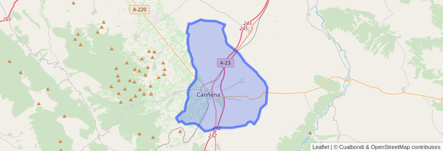 Mapa de ubicacion de Cariñena.