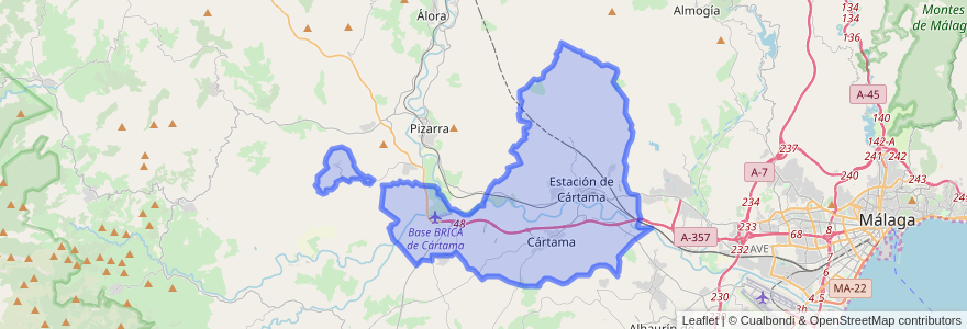 Mapa de ubicacion de Cártama.