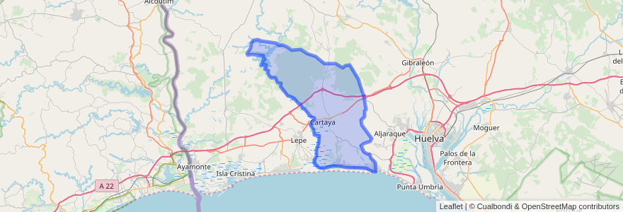 Mapa de ubicacion de Cartaya.