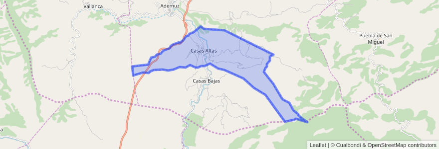 Mapa de ubicacion de Casas Altas.