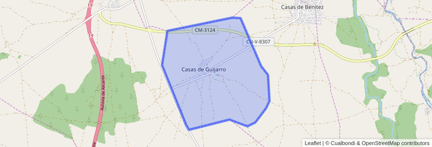 Mapa de ubicacion de Casas de Guijarro.