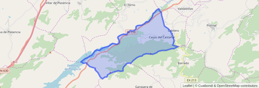 Mapa de ubicacion de Casas del Castañar.