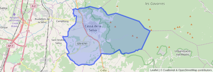 Mapa de ubicacion de Cassà de la Selva.