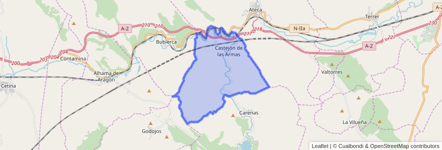 Mapa de ubicacion de Castejón de las Armas.