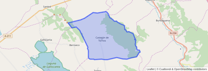 Mapa de ubicacion de Castejón de Tornos.