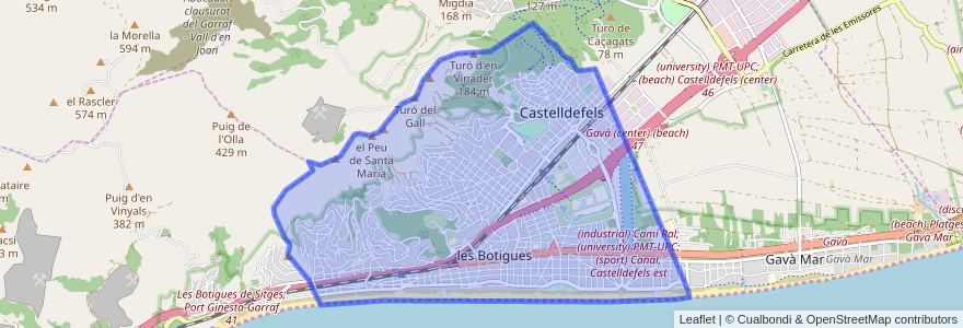 Mapa de ubicacion de Castelldefels.