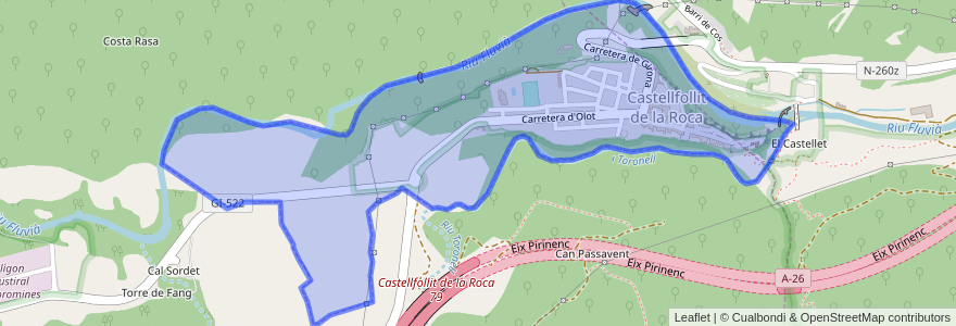 Mapa de ubicacion de Castellfollit de la Roca.