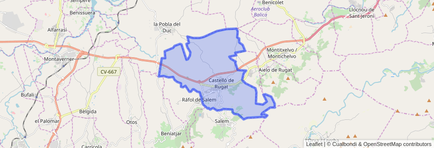 Mapa de ubicacion de Castelló de Rugat.