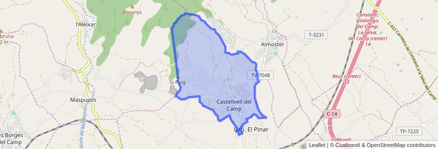 Mapa de ubicacion de Castellvell del Camp.