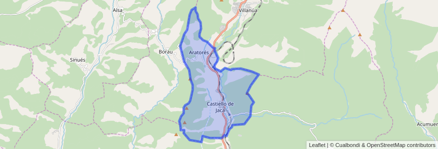 Mapa de ubicacion de Castiello de Jaca.