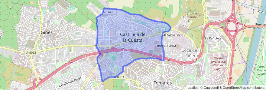 Mapa de ubicacion de Castilleja de la Cuesta.