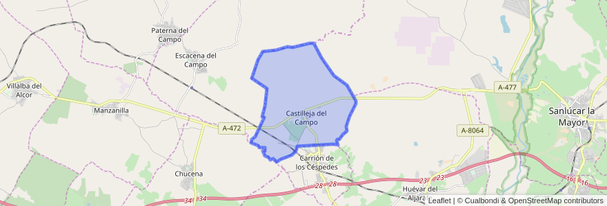 Mapa de ubicacion de Castilleja del Campo.