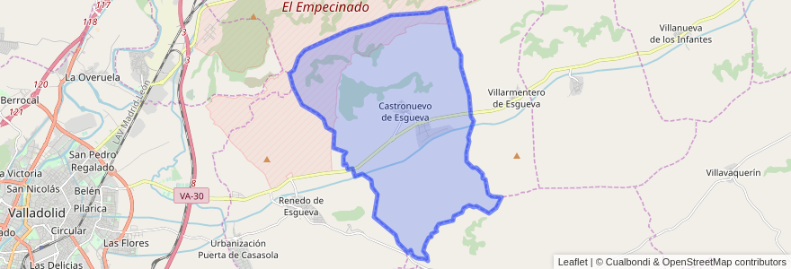 Mapa de ubicacion de Castronuevo de Esgueva.