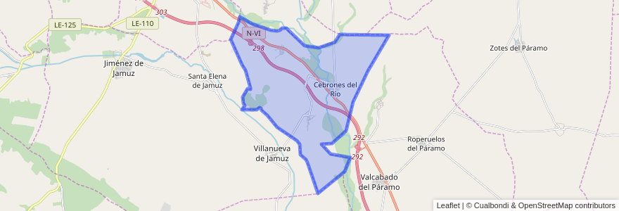 Mapa de ubicacion de Cebrones del Río.